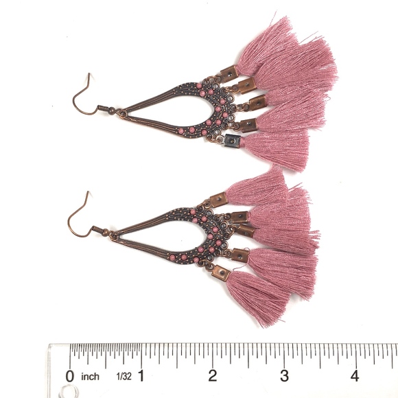 Vintage Boho Tassel Drop Earrings - Picture 4 of 4